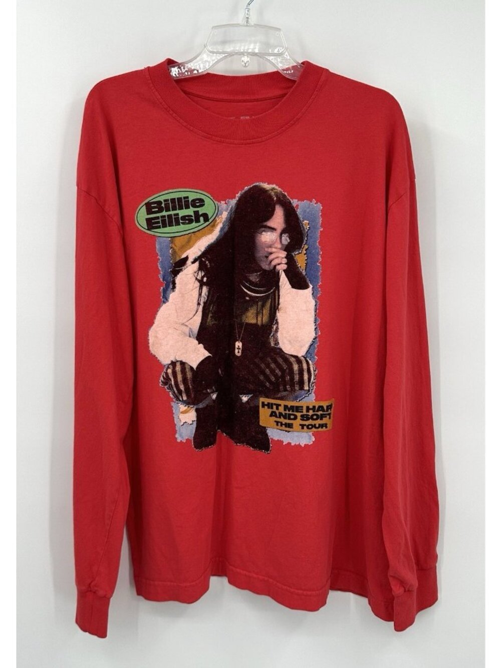 BILLIE EILISH long sleeve t shirt tee HIT ME HARD AND SOFT TOUR XL red merch